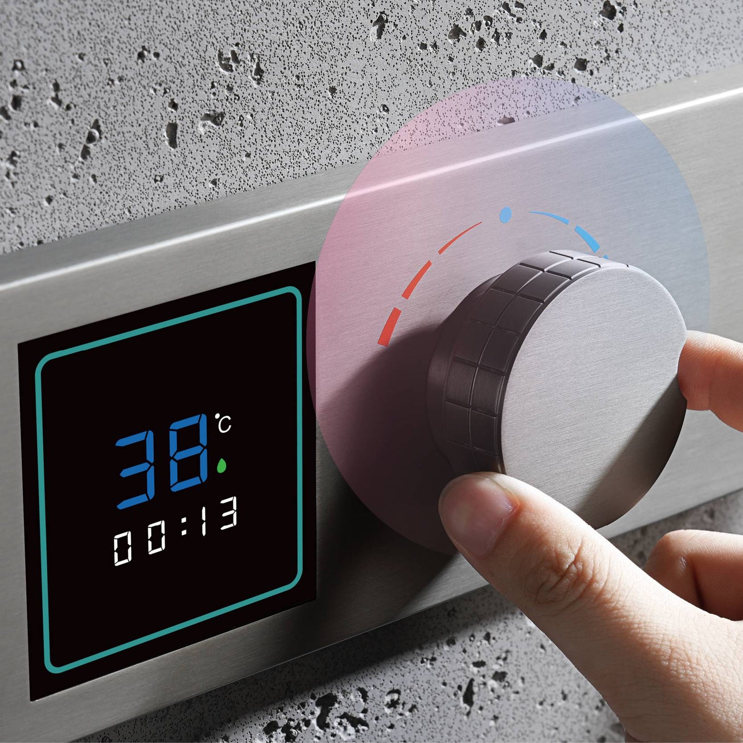 Luxury gun gray brass shower system with LED digital display design Wall mounted constant temperature 3-function bathroom faucet