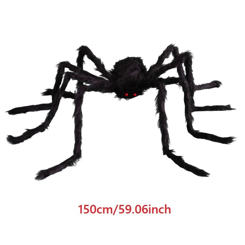 Giant Black Plush Spider Halloween Decoration 30-200cm Horror Haunted House Props Indoor Outdoor Party Scary Decor
