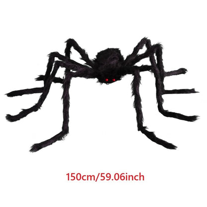 Giant Black Plush Spider Halloween Decoration 30-200cm Horror Haunted House Props Indoor Outdoor Party Scary Decor