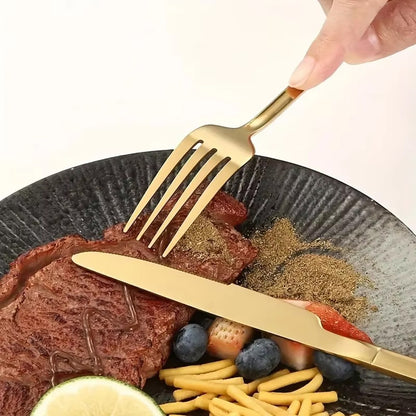 Conjuntos de talheres de ouro 30 peças, talheres de aço inoxidável, garfo de sobremesa, colher de café, talheres laváveis em lava-louças para jantar, cozinha e mesa.