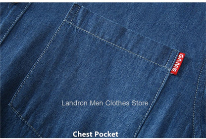 Denim Shirts Men Cotton Short Sleeve Summer Casual Jeans PLus Size 5XL 6XL 7XL Big Thin Boys Loose Blouse 8XL Man Male Camisa