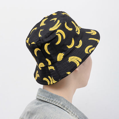 Chapéu Bucket Unissex Quente de Verão com Estampa de Frutas, Dupla Face, Chapéu de Sol Feminino, Chapéu Panama Clássico Masculino