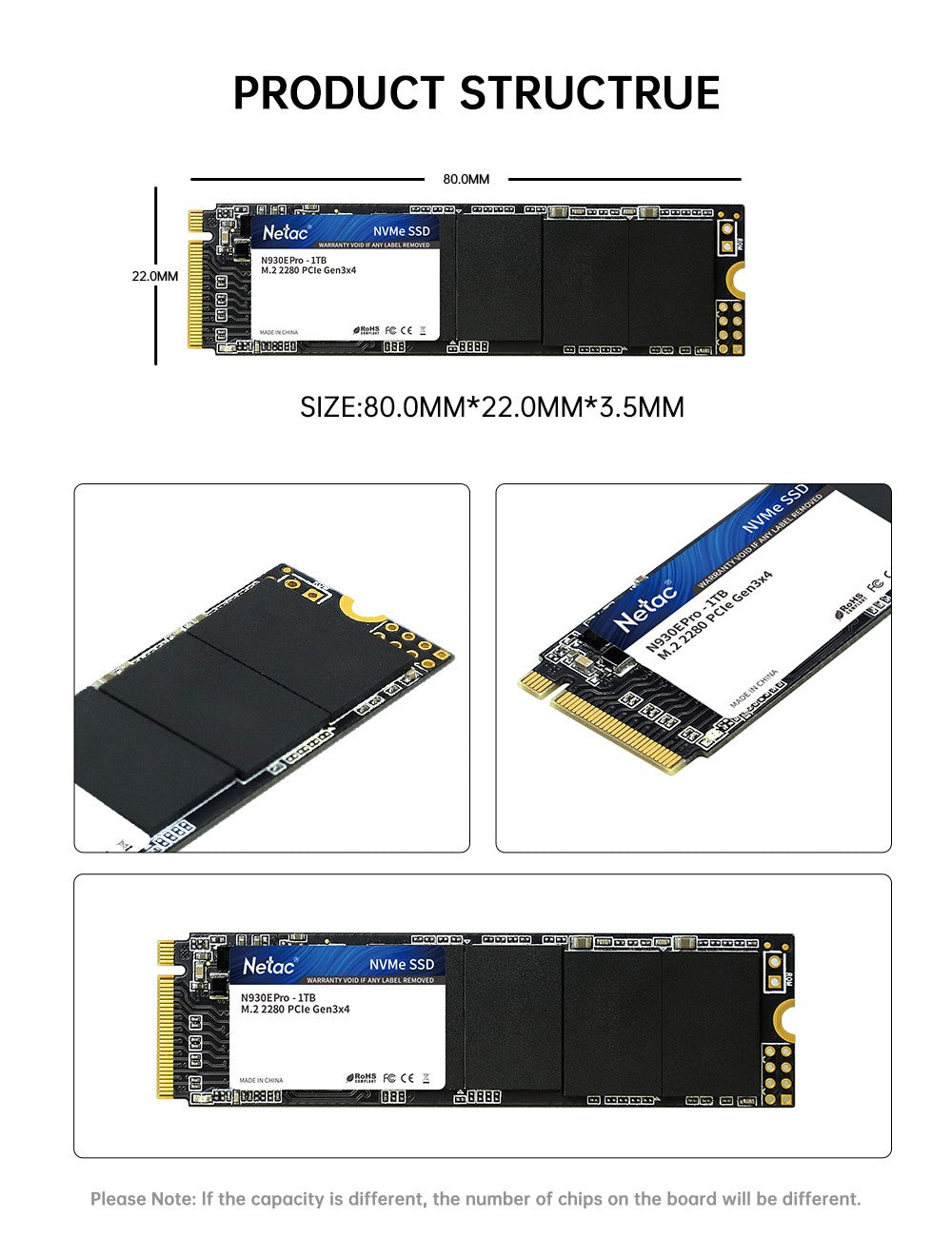 SSD M.2 Netac 512GB PCIe M2 NVME SSD 1TB 256GB 128GB Unidade de Estado Sólido Disco Rígido Interno hdd para Laptop Desktop