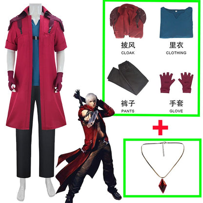 Devil May Cry 5 Dante Cosplay Costume Game DMC 5 Dante Wig Windbreaker Gloves Top Pants Disguise Suits Party Fantasia Outfits