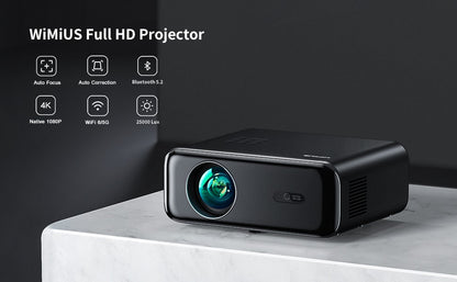 WiMiUS Auto Focus/4K Support Native 1080P Projector with WiFi 6 and Bluetooth 5.2 900ANSI Outdoor Home Projector 6D Keystone