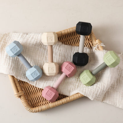 Baby Silicone Teething Cartoon Dumbbell Rattle Toy Babies' Sensory Cognitive Toys Move The Music Bell Baby Crib Toys Baby Gifts