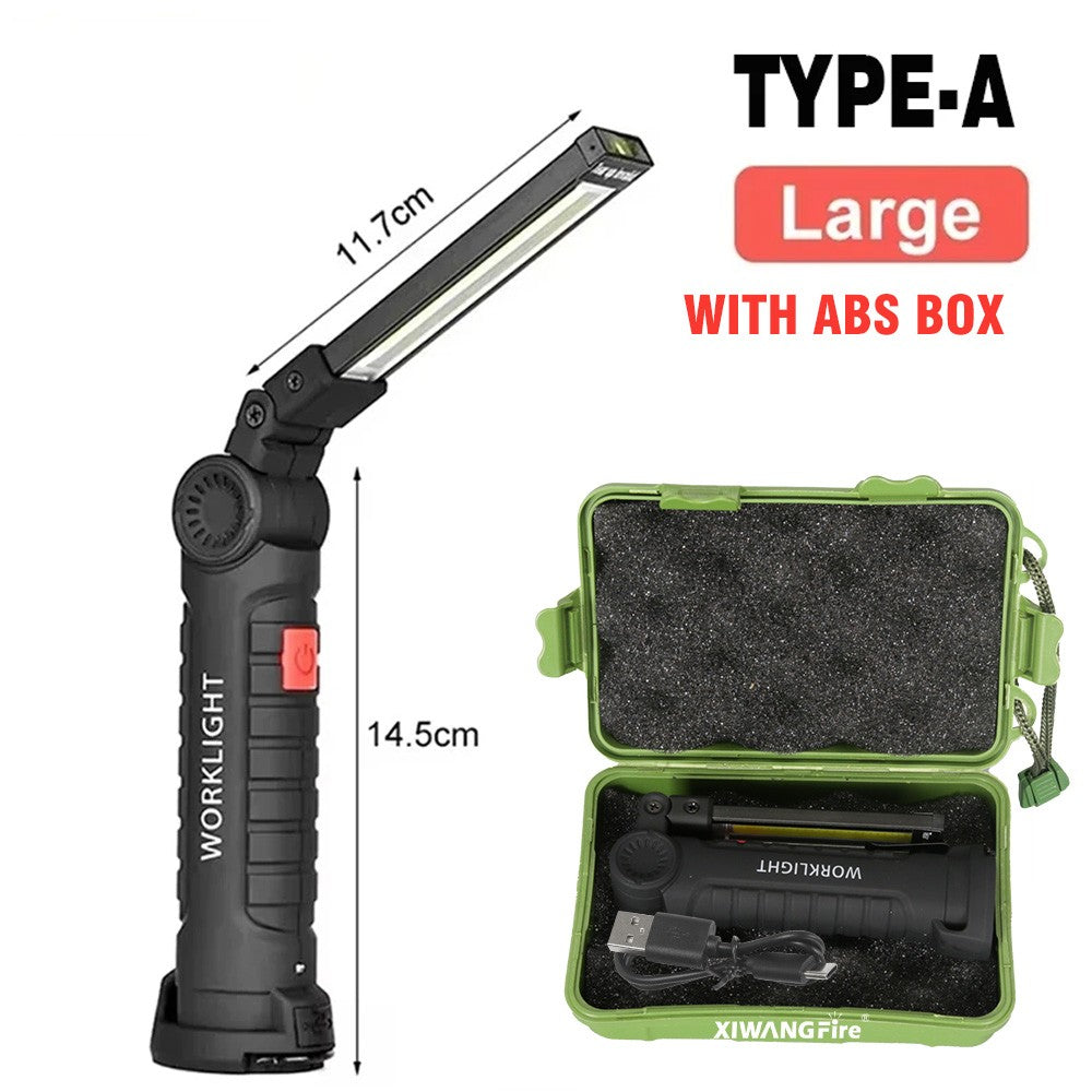 USB Rechargeable Camping LED Flashlight Work Light Magnet and Hook Waterproof Lighting Mode Suitable for Night Work