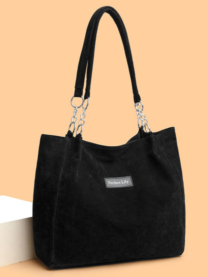 European American Autumn Winter Large Capacity Suede Women's Bag, Vintage Handbags Women Shoulder Bag, Retro Faux Suede Tote Bag