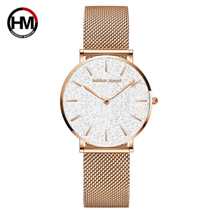 HANNAH MARTIN Brand Quality Stainless Steel Japan Quartz Movement Waterproof Women 36mm Full Rose Gold Ladies Dropshipping Watch