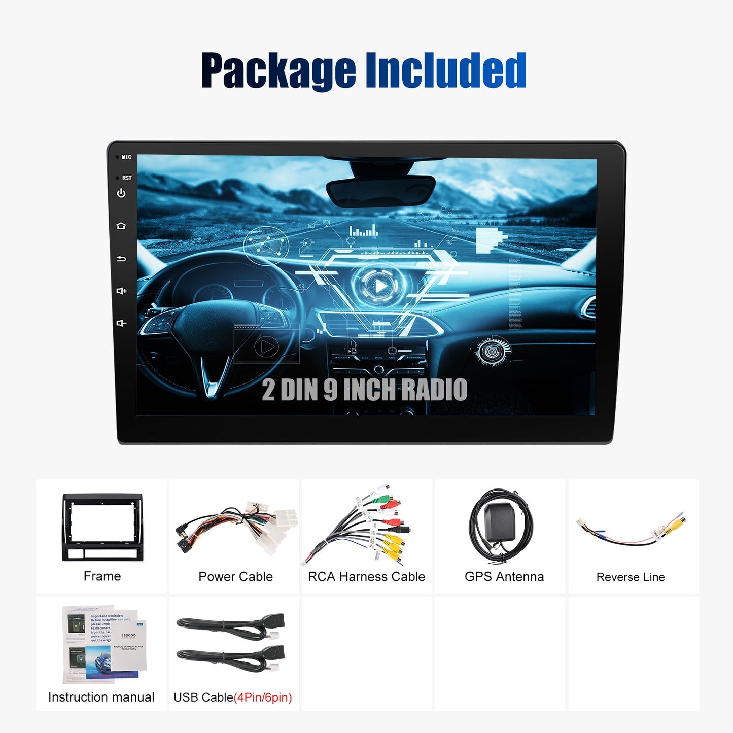 4+64G For Honda CR-V CRV 2007-2011 Android14 Carplay 9" Car Stereo Radio WiFi BT USB GPS Navigation IPS Touch Screen FM/RDS SWC