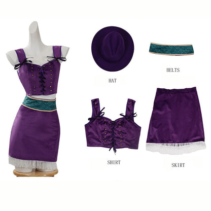 Anime Movie One Piece Nico Robin Cosplay Costume Top Skirt Belt Hat Role Play Outfit Halloween Carnival Party Performance Suit