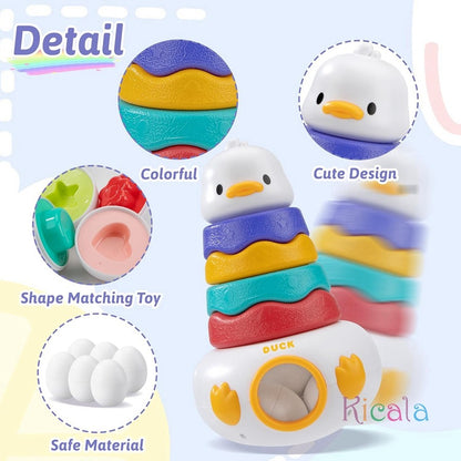 3-in-1 Matching Easter Eggs Stacking Rings Baby Toy Early Learning Educational Roly-Poly Sensory Toys Montessori