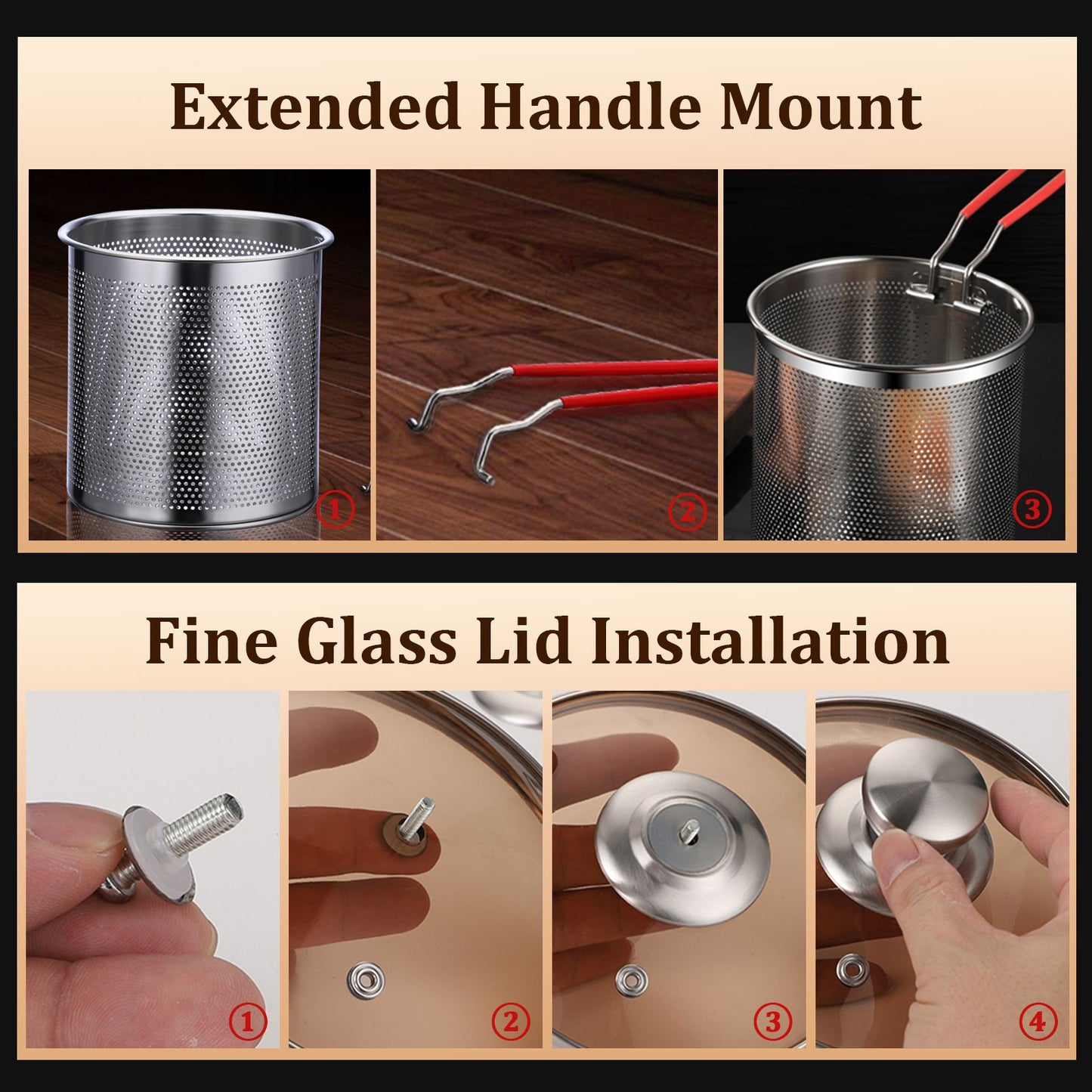 New Deep Frying Pot Kitchen Fryer With Strainer Stainless Steel Tempura Fryer Pan Fry Pot Chicken Fried Chicken Cooking Tools