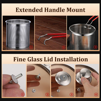 New Deep Frying Pot Kitchen Fryer With Strainer Stainless Steel Tempura Fryer Pan Fry Pot Chicken Fried Chicken Cooking Tools