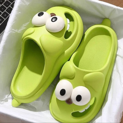 Tongue Kiss Slippers Big Eye Dog Slippers,Cute Funny Big Eye Dog Fun Cartoon Package Head Eva Slippers For Women