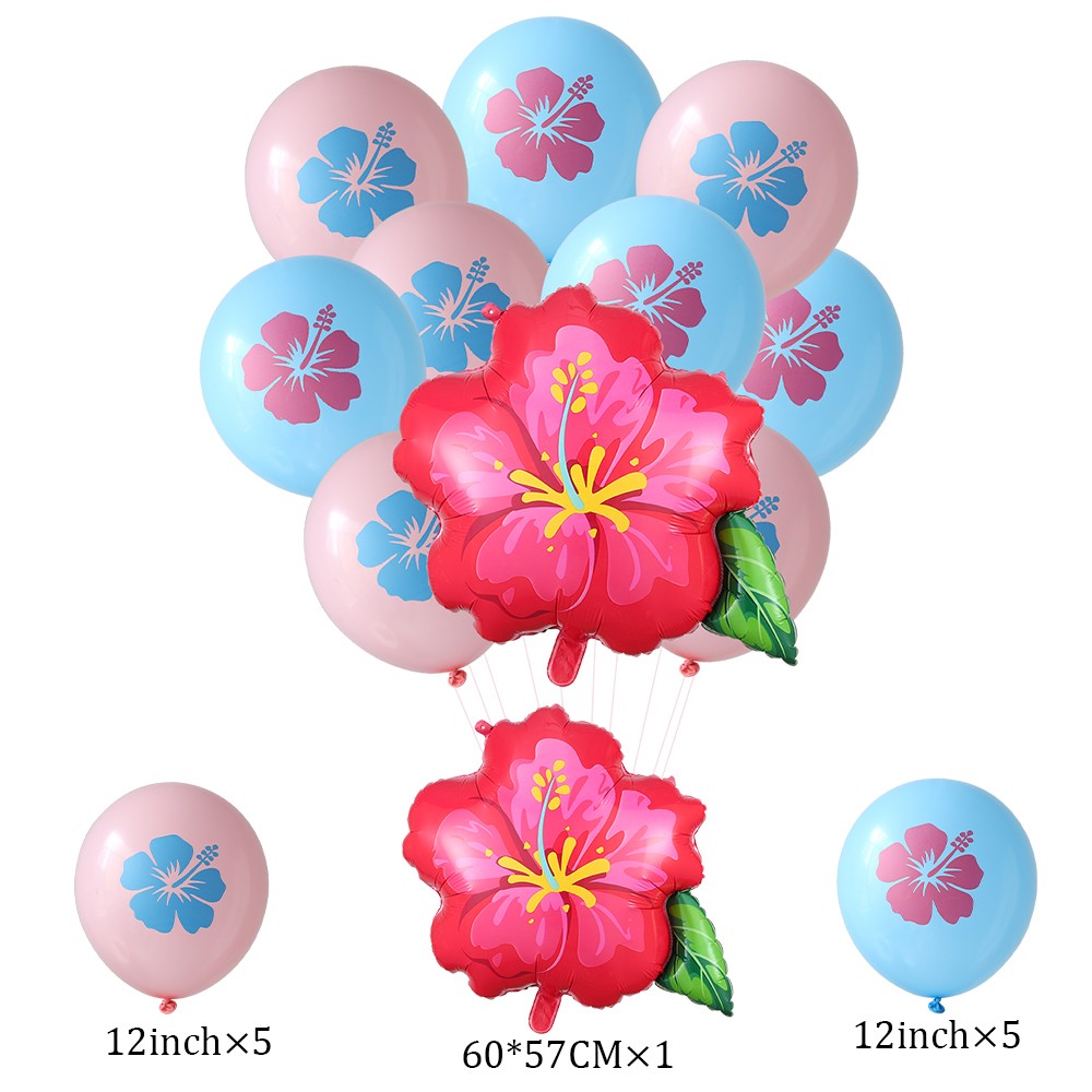 Hibiscus Foil Balloon Set Hot Pink Yellow Purple Hibiscus Balloon Summer Tropical Birthday Hawaii Baby Shower Party Decoration