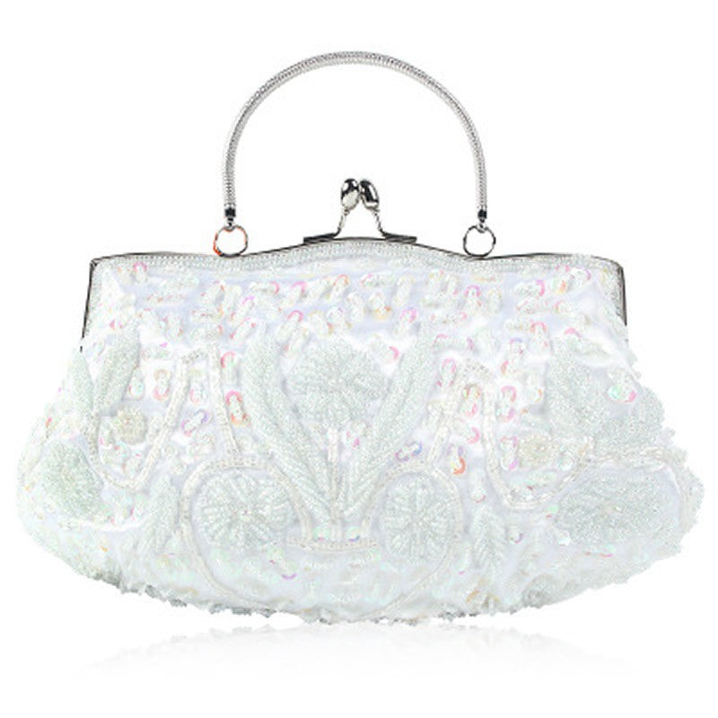 Women Clutch Bags Embroidered Sequins Beaded Chain Shoulder Bag Wedding Party  Banquet Handbag Women Solid Retro Small Totes