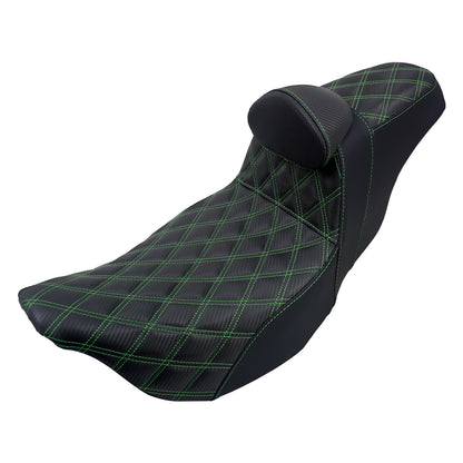 Assento 2 Lugares Moto Garupa Com Encosto Ajustável Almofada Para Harley Touring Electra Road Glide 09-23 Assento De Couro