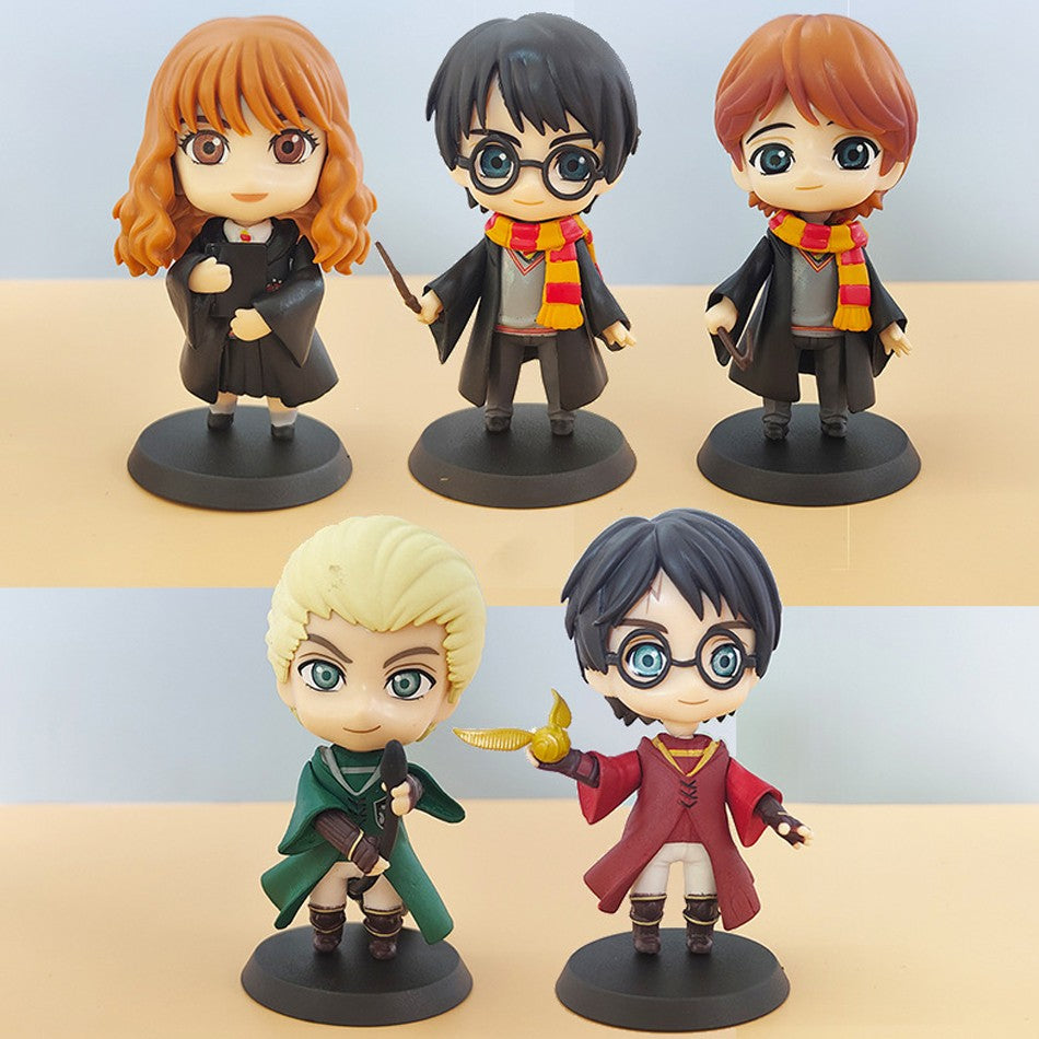 Hot 3-10 unidades/conjunto Harri Q Style Potter Posket Hermione Ron Hedwig Boneco de Vinil Brinquedo Decoração de Bolo Carro Modelo PVC Boneca Presente Brinquedos