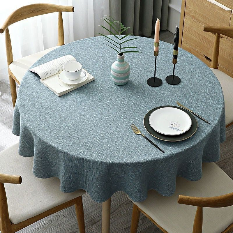 Round Table Cover Linen Round Tablecloth Solid Color Table Cloth Dining Tea Home Hotel Banquet Fabric Tablecloth