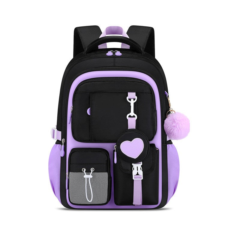 Love series elementary school backpack Lightweight large capacity and cute orthopedic school bags Middle school girls' backpacks