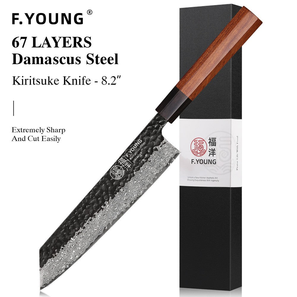 F.YOUNG Faca de Chef Japonesa Forjada à Mão Aço Damasco Facas de Cozinha Fatiar Legumes Carne Sashimi Utensílios de Cozinha