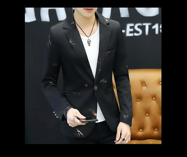 2025 Men's Autumn Casual No Slit Printing Leisure   blazer