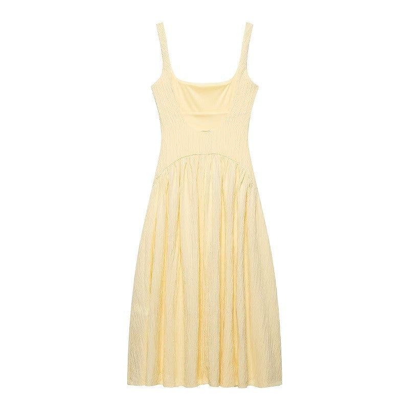 MUJER Pleated Slip Midi Dress Woman Elegant Party Long Dresses for Women Casual