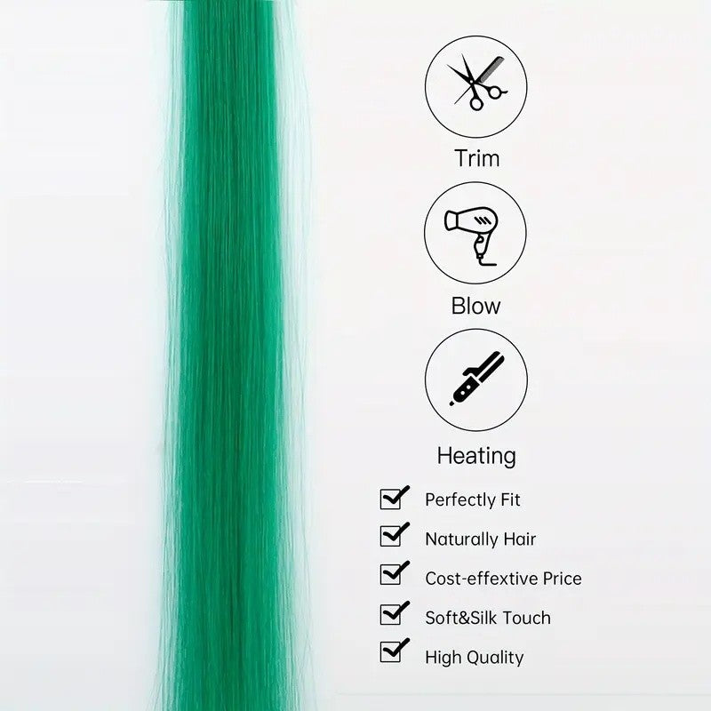 Extensão de Cabelo Tic Tac 5 Peças/Pacote 22 Polegadas Cores Ombré Aplique de Cabelo Arco-Íris Resistente ao Calor para Mulheres