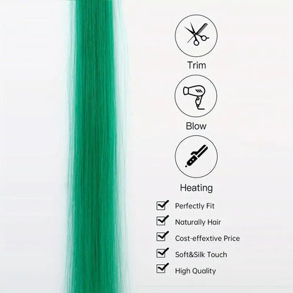 Extensão de Cabelo Tic Tac 5 Peças/Pacote 22 Polegadas Cores Ombré Aplique de Cabelo Arco-Íris Resistente ao Calor para Mulheres