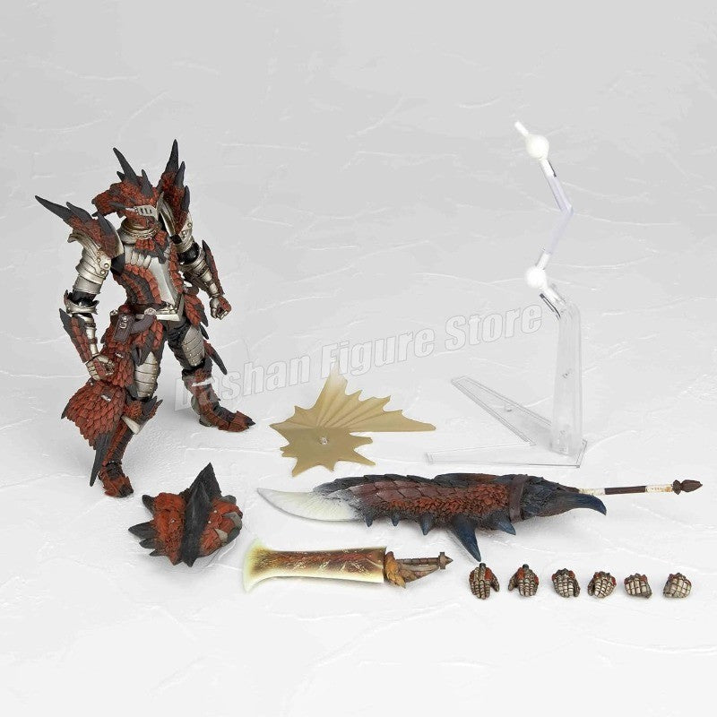 Kaiyodo Monster Hunter Rathalos Boneco de Ação Revoltech Yamaguchi Espadachim Modelo Reus Dragão de Fogo Macho Zinogre Brinquedo em Miniatura
