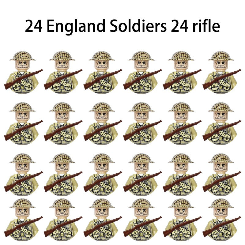 Brinquedos de blocos de montar para crianças: Modelos de Mini Armas de Exército Nacional de Guerra de Soldados de Infantaria da Segunda Guerra Mundial