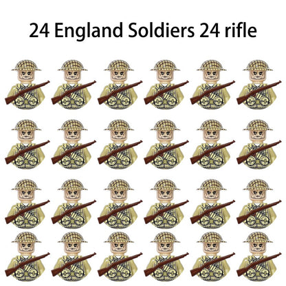 Brinquedos de blocos de montar para crianças: Modelos de Mini Armas de Exército Nacional de Guerra de Soldados de Infantaria da Segunda Guerra Mundial