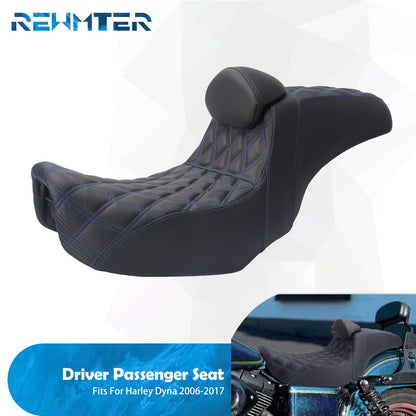 Assento de passageiro com encosto para motocicleta, banco duplo com almofadas para Harley Dyna Fat Bob Low Rider FXDL FLD 2006-2017