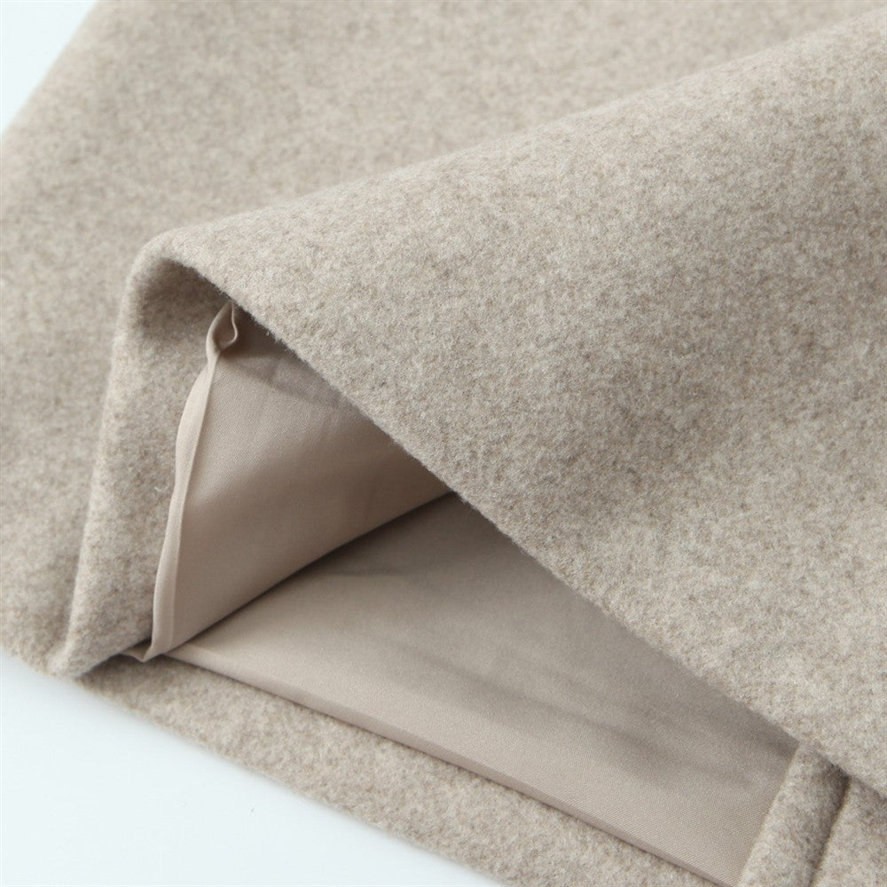 PB&ZA2024 Winter New Women's Fashion Simple Loose Warm Collar Soft Long Double breasted Woolen Coat Coat