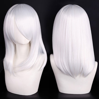 Peruca de Cosplay Média de Alta Qualidade 40cm com Franja Preta Loira Rosa Vermelha Azul Roxo Resistente ao Calor Perucas de Cabelo Sintético