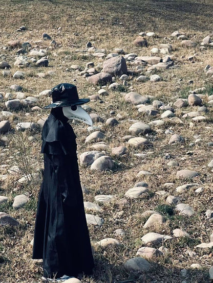 Plague Doctor Bird Cosplay Costume Medieval Hooded Robe Horrord Monk Steampunk Cloak Halloween Carnival Adult Kids Lantern Stick