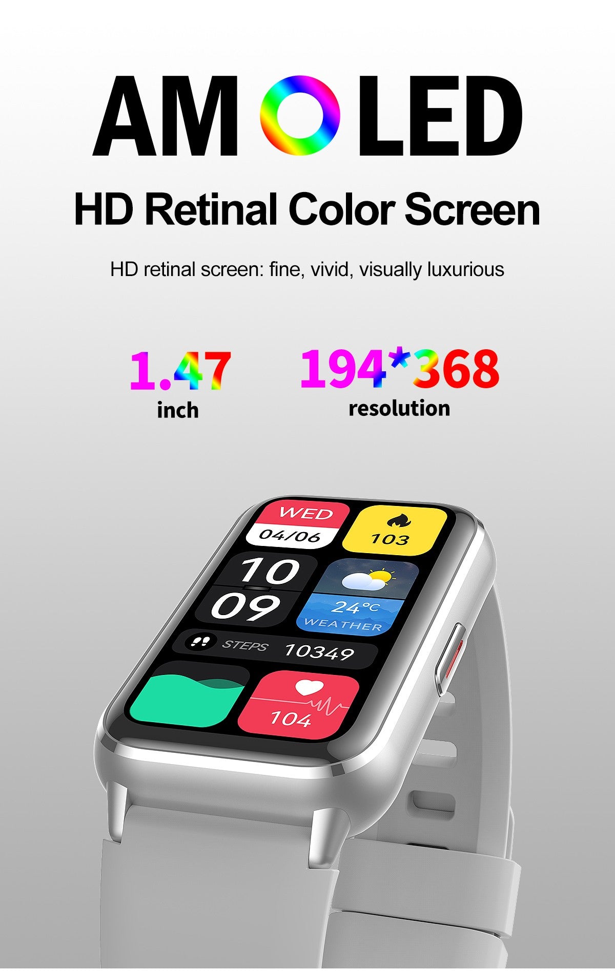 2025 New Grade Nursing Smart Watch AMOLED Blood Oxygen ECG + PPG Blood Pressure Body Temperature Bluetooth Health Smartwatch