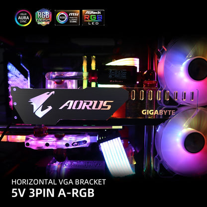 Placa de Vídeo Suporte Horizontal de Alumínio para GPU 5V3Pin VGA Holder RGB MSI ROG NVIDIA A-RGB Metal AURA 12V MOD Personalizável