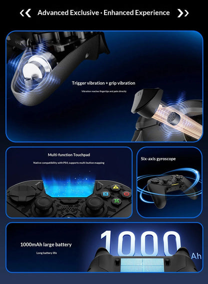 AceGamer Hyper Shadow D4 Gaming Controller Wireless Bluetooth TMR Joystick Customizable Buttons for PS4/Pc/Steam/Switch2 Game