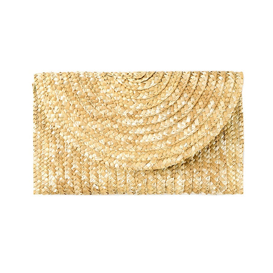 Wheat Straw Woven Clutch Handmade Beach Clutch Lady Wallet Casual Purse Bag Summer Beach Travel Envelope Handbags