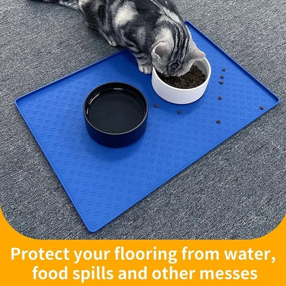 Tapete de alimentação para animais de estimação, cães e gatos, bebedouro e comedouro, tapetes para alimentação de gatos, tapete de tigela de comida para cães, almofada de silicone à prova d'água para tigela de animais de estimação