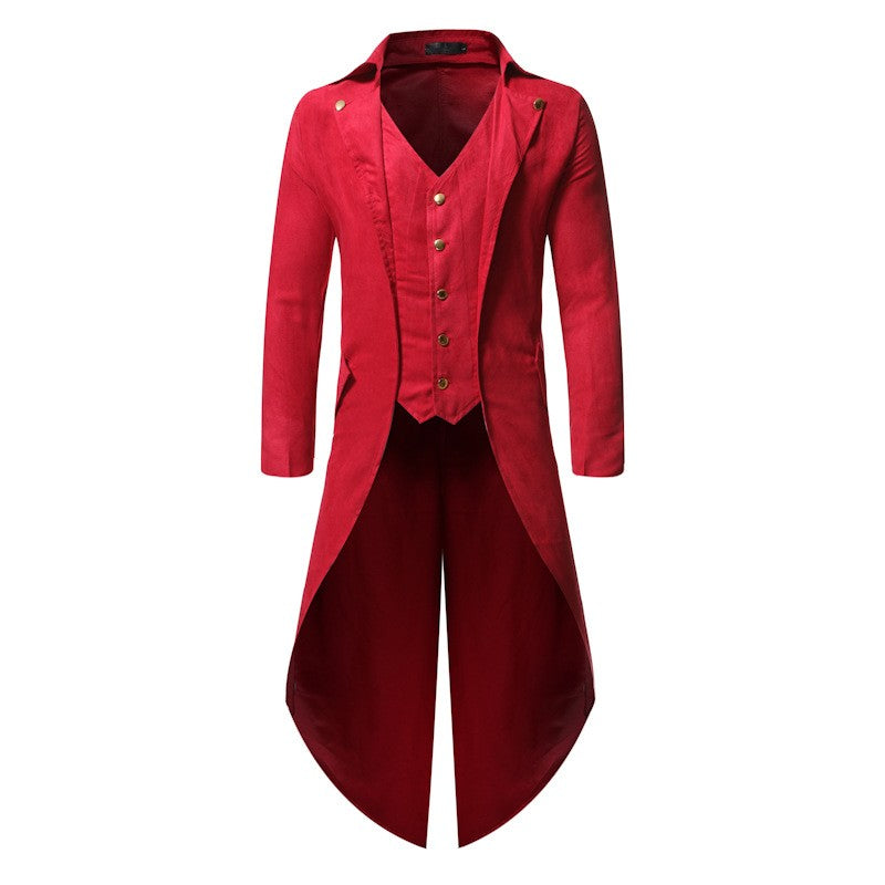 New 2025 Vintage Gothic Steampunk Tailcoat Men Slim Fit Long Sleeve Blazers Male Fashion Party Banquet Halloween Cosplay Costume
