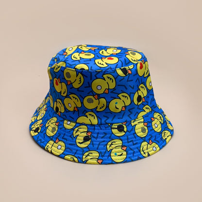 Cartoon Yellow Duck Bucket Hats New Unisex Cute Sunshade Double Sided Wearable Fashion Casual Versatile Outdoor Fisherman Caps
