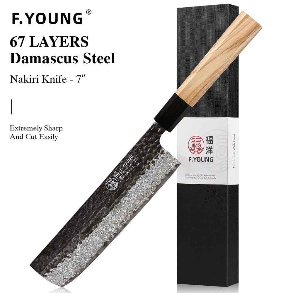 F.YOUNG Damascus Steel Kitchen Knives Japanese Hand Forged Chef Knife Vegetable Slicing Sashimi Utility Kitchen Cooking Tools