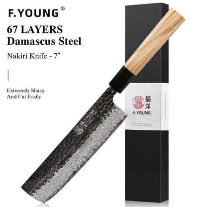 F.YOUNG Damascus Steel Kitchen Knives Japanese Hand Forged Chef Knife Vegetable Slicing Sashimi Utility Kitchen Cooking Tools
