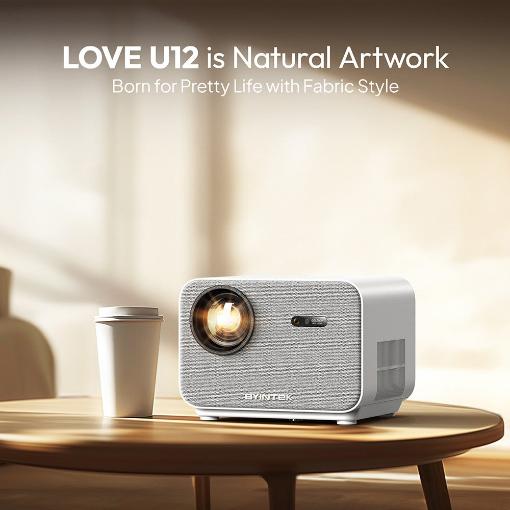 Projetor BYINTEK LOVE U12 Full HD 1080P 4K 800 ANSI Android WiFi 6 Foco Automático para Home Theater, Filmes e Reuniões