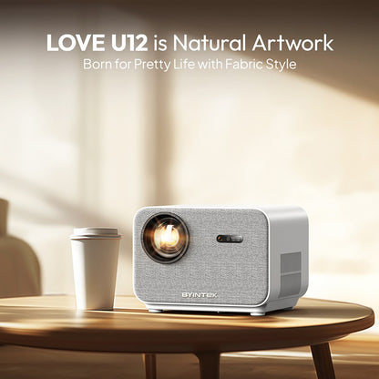 Projetor BYINTEK LOVE U12 Full HD 1080P 4K 800 ANSI Android WiFi 6 Foco Automático para Home Theater, Filmes e Reuniões