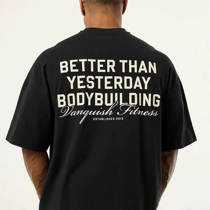 2025 British Men's Fitness Sports Short Sleeve T-shirt Loose Cotton Round Neck T-shirt Trendy Fashion Casual Street Tops