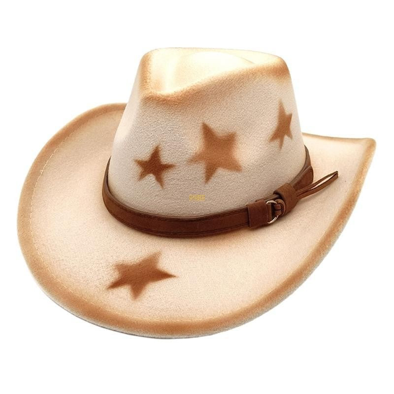 Homburg Cowboy Hats Old Fashion Porkpie Hat Stylish Panama Hat Belt Fedoras